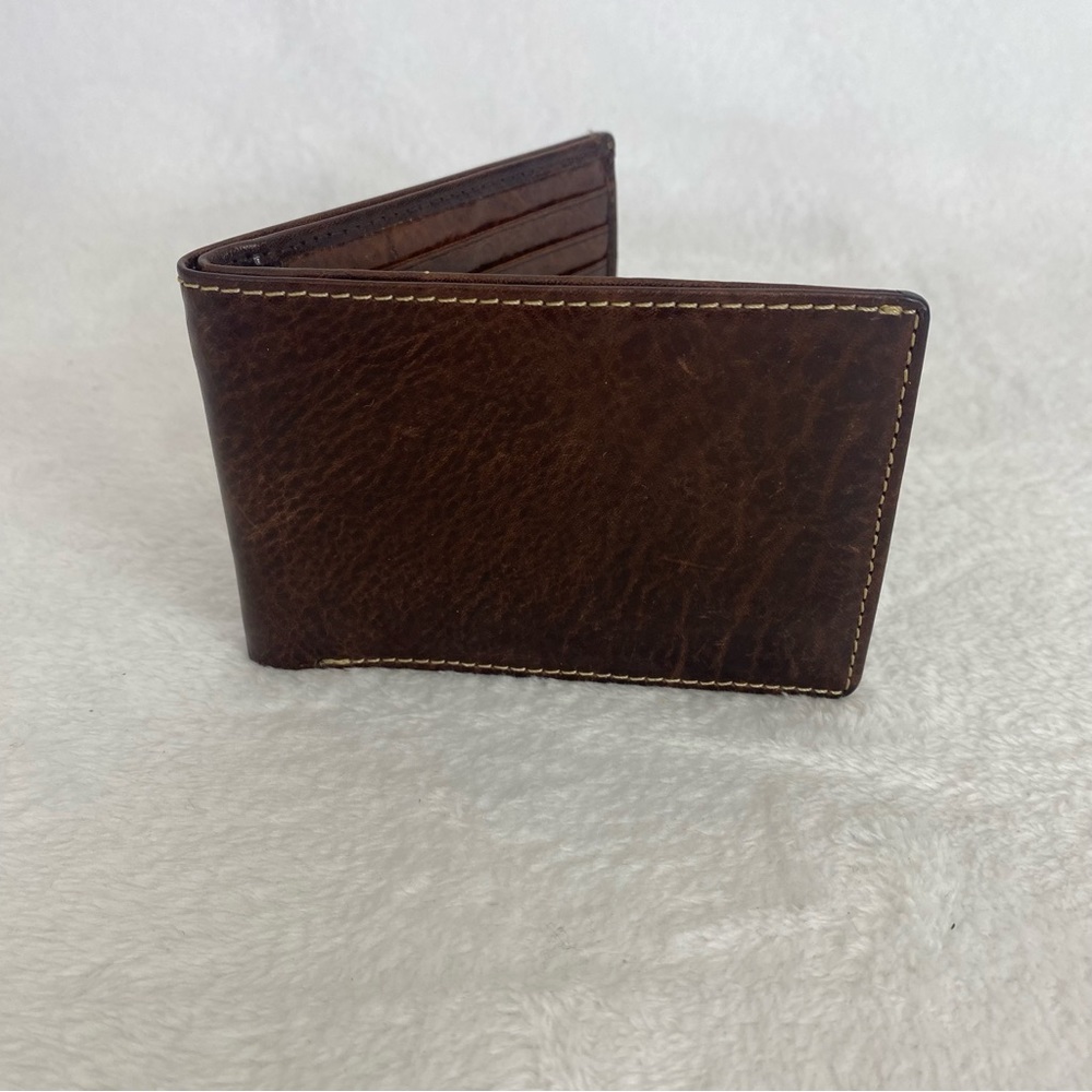 NEW BOSCA Essentials Men's BiFold Wallet Brown Leather Thin Card - Picture 5 of 6